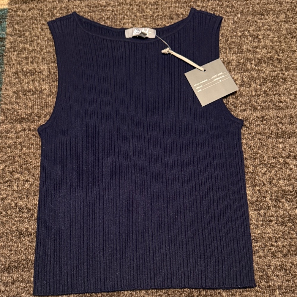 Marled Reunited Dark Blue Ribbed Tank Top Medium